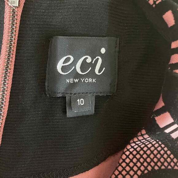 ECI New York Dress Womes 10 Pink Black Velvet Flocking Zip Back Peek a Boo Bust - Picture 6 of 12